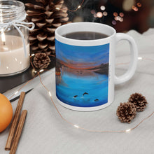 Load image into Gallery viewer, 11oz BPA, lead-free, microwave/dishwasher safe, white ceramic, vivid colours. Many original artworks by Kerry Sandhu Art
