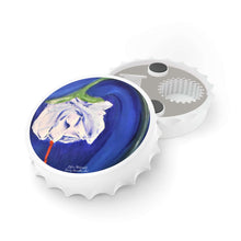 Load image into Gallery viewer, Plastic exterior w/ metallic bottom, magnetic back, 2 different opening mechanisms, matte finish. Art by Kerry Sandhu Art