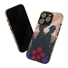 Load image into Gallery viewer, Phone case with an Australian and New Zealand soldier back to back with light-horsemen in the background and poppies in the foreground
