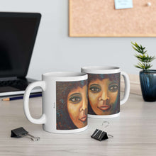 Load image into Gallery viewer, 11oz BPA, lead-free, microwave/dishwasher safe, white ceramic, vivid colours. Many original artworks by Kerry Sandhu Art