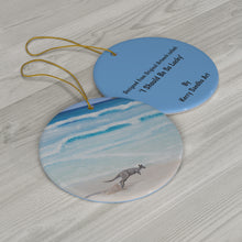 Load image into Gallery viewer, Original artwork front, description on back. Thick high-quality porcelain. 7cm diameter. Comes w/ ribbon by Kerry Sandhu Art