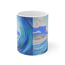 Load image into Gallery viewer, 11oz BPA, lead-free, microwave/dishwasher safe, white ceramic, vivid colours. Many original artworks by Kerry Sandhu Art