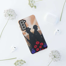 Load image into Gallery viewer, Phone case with an Australian and New Zealand soldier back to back with light-horsemen in the background and poppies in the foreground