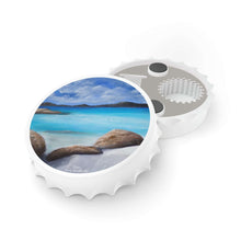 Load image into Gallery viewer, Plastic exterior w/ metallic bottom, magnetic back, 2 different opening mechanisms, matte finish. Art by Kerry Sandhu Art