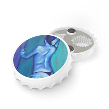 Load image into Gallery viewer, Plastic exterior w/ metallic bottom, magnetic back, 2 different opening mechanisms, matte finish. Art by Kerry Sandhu Art