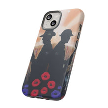 Load image into Gallery viewer, Phone case with an Australian and New Zealand soldier back to back with light-horsemen in the background and poppies in the foreground