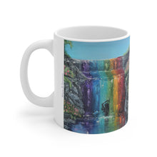 Load image into Gallery viewer, 11oz BPA, lead-free, microwave/dishwasher safe, white ceramic, vivid colours. Many original artworks by Kerry Sandhu Art