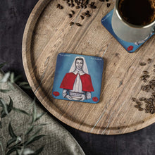 Load image into Gallery viewer, 'The Light'. Beautiful textured white feathers cascading down through light rays, on a round canvas by Kerry Sandhu Art