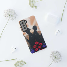 Load image into Gallery viewer, Phone case with an Australian and New Zealand soldier back to back with light-horsemen in the background and poppies in the foreground