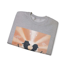 Load image into Gallery viewer, Sweatshirt with an Australian and New Zealand soldier back to back with light-horsemen in the background and poppies in the foreground
