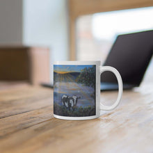 Load image into Gallery viewer, 11oz BPA, lead-free, microwave/dishwasher safe, white ceramic, vivid colours. Many original artworks by Kerry Sandhu Art