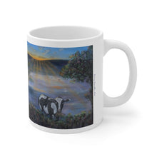 Load image into Gallery viewer, 11oz BPA, lead-free, microwave/dishwasher safe, white ceramic, vivid colours. Many original artworks by Kerry Sandhu Art