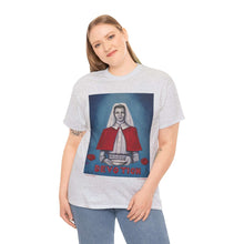 Load image into Gallery viewer, WWI Nurse in a red cape, holding a pan with red poppies and the word Devotion at the bottom