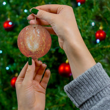 Load image into Gallery viewer, Original artwork front, description on back. Thick high-quality porcelain. 7cm diameter. Comes w/ ribbon by Kerry Sandhu Art