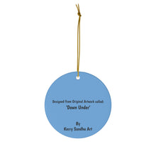 Load image into Gallery viewer, Original artwork front, description on back. Thick high-quality porcelain. 7cm diameter. Comes w/ ribbon by Kerry Sandhu Art