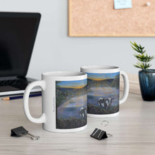 Load image into Gallery viewer, 11oz BPA, lead-free, microwave/dishwasher safe, white ceramic, vivid colours. Many original artworks by Kerry Sandhu Art