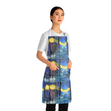 Load image into Gallery viewer, Apron - lightweight, silky finish 100% polyester, two front pockets. Many original artwork designs by Kerry Sandhu Art
