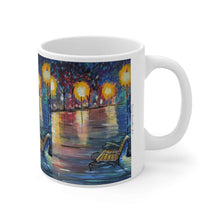 Load image into Gallery viewer, 11oz BPA, lead-free, microwave/dishwasher safe, white ceramic, vivid colours. Many original artworks by Kerry Sandhu Art