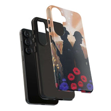 Load image into Gallery viewer, Phone case with an Australian and New Zealand soldier back to back with light-horsemen in the background and poppies in the foreground