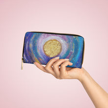 Load image into Gallery viewer, Pockets for cash, c/cards, coins, & more. Stylish faux leather, lots of original artworks by Kerry Sandhu Art to choose from