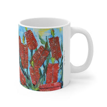 Load image into Gallery viewer, 11oz BPA, lead-free, microwave/dishwasher safe, white ceramic, vivid colours. Many original artworks by Kerry Sandhu Art