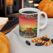 Load image into Gallery viewer, 11oz BPA, lead-free, microwave/dishwasher safe, white ceramic, vivid colours. Many original artworks by Kerry Sandhu Art