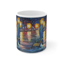 Load image into Gallery viewer, 11oz BPA, lead-free, microwave/dishwasher safe, white ceramic, vivid colours. Many original artworks by Kerry Sandhu Art