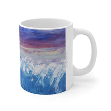 Load image into Gallery viewer, 11oz BPA, lead-free, microwave/dishwasher safe, white ceramic, vivid colours. Many original artworks by Kerry Sandhu Art