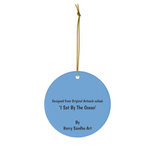 Load image into Gallery viewer, Original artwork front, description on back. Thick high-quality porcelain. 7cm diameter. Comes w/ ribbon by Kerry Sandhu Art