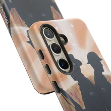 Load image into Gallery viewer, Phone case with an Australian and New Zealand soldier back to back with light-horsemen in the background and poppies in the foreground
