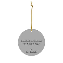 Load image into Gallery viewer, Original artwork front, description on back. Thick high-quality porcelain. 7cm diameter. Comes w/ ribbon by Kerry Sandhu Art