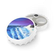 Load image into Gallery viewer, Plastic exterior w/ metallic bottom, magnetic back, 2 different opening mechanisms, matte finish. Art by Kerry Sandhu Art