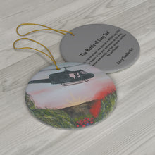 Load image into Gallery viewer, Original artwork front, description on back. Thick high-quality porcelain. 7cm diameter. Comes w/ ribbon by Kerry Sandhu Art