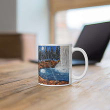 Load image into Gallery viewer, 11oz BPA, lead-free, microwave/dishwasher safe, white ceramic, vivid colours. Many original artworks by Kerry Sandhu Art