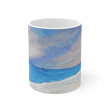 Load image into Gallery viewer, 11oz BPA, lead-free, microwave/dishwasher safe, white ceramic, vivid colours. Many original artworks by Kerry Sandhu Art
