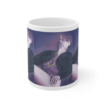 Load image into Gallery viewer, 11oz BPA, lead-free, microwave/dishwasher safe, white ceramic, vivid colours. Many original artworks by Kerry Sandhu Art