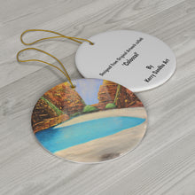 Load image into Gallery viewer, Original artwork front, description on back. Thick high-quality porcelain. 7cm diameter. Comes w/ ribbon by Kerry Sandhu Art