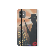 Load image into Gallery viewer, Phone case wallet with an Australian and New Zealand soldier back to back with light-horsemen in the background and poppies in the foreground