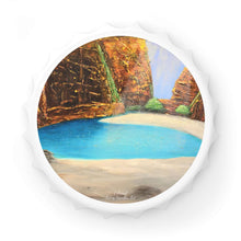 Load image into Gallery viewer, Plastic exterior w/ metallic bottom, magnetic back, 2 different opening mechanisms, matte finish. Art by Kerry Sandhu Art