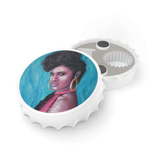 Load image into Gallery viewer, Plastic exterior w/ metallic bottom, magnetic back, 2 different opening mechanisms, matte finish. Art by Kerry Sandhu Art