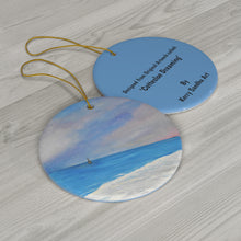 Load image into Gallery viewer, Original artwork front, description on back. Thick high-quality porcelain. 7cm diameter. Comes w/ ribbon by Kerry Sandhu Art
