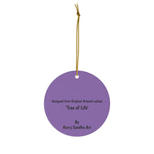 Load image into Gallery viewer, Original artwork front, description on back. Thick high-quality porcelain. 7cm diameter. Comes w/ ribbon by Kerry Sandhu Art