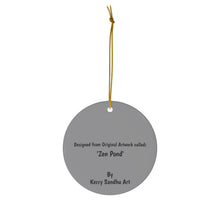 Load image into Gallery viewer, Original artwork front, description on back. Thick high-quality porcelain. 7cm diameter. Comes w/ ribbon by Kerry Sandhu Art