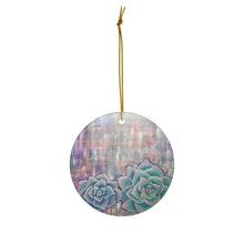Load image into Gallery viewer, Original artwork front, description on back. Thick high-quality porcelain. 7cm diameter. Comes w/ ribbon by Kerry Sandhu Art