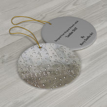 Load image into Gallery viewer, Original artwork front, description on back. Thick high-quality porcelain. 7cm diameter. Comes w/ ribbon by Kerry Sandhu Art