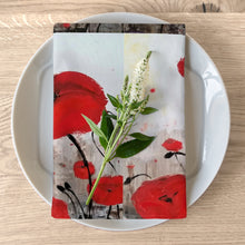 Load image into Gallery viewer, Soft to touch microfiber polyester, printed on top with non-printed white bottom, 4-piece napkin sets by Kerry Sandhu Art
