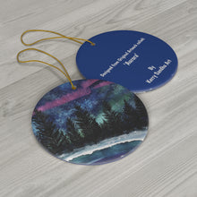 Load image into Gallery viewer, Original artwork front, description on back. Thick high-quality porcelain. 7cm diameter. Comes w/ ribbon by Kerry Sandhu Art