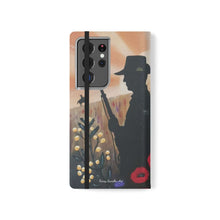 Load image into Gallery viewer, Phone case wallet with an Australian and New Zealand soldier back to back with light-horsemen in the background and poppies in the foreground
