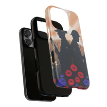 Load image into Gallery viewer, Phone case with an Australian and New Zealand soldier back to back with light-horsemen in the background and poppies in the foreground
