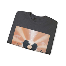 Load image into Gallery viewer, Sweatshirt with an Australian and New Zealand soldier back to back with light-horsemen in the background and poppies in the foreground